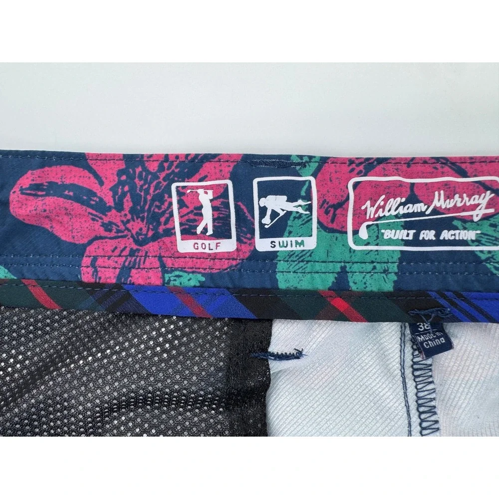 William Murray Hybrid Golf Shorts Mens 38 Navy Pink Green Floral Swim‎ Action